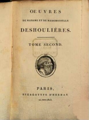 Oeuvres de Madame et de Mademoiselle Deshoulieres. 2