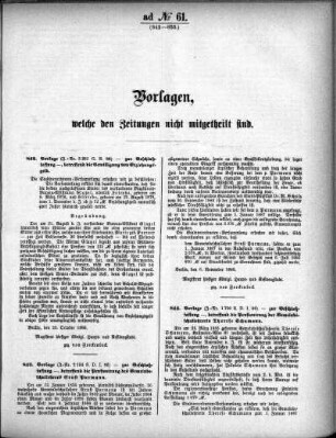 Anlage: ad No.61 (842-855), Vorlagen, welche den Zeitungen nicht mitgeteilt sind