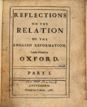 Reflexions on the relat. of the english Reformation