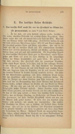 E. Des deutschen Volkes Geschichte