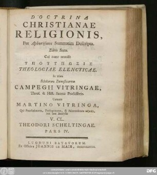 Pars 4: Doctrina Christianae Religionis, Per Aphorismos Summatim Descripta