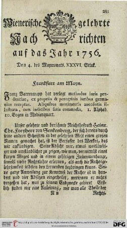 Den 4. des Maymonats. XXXVI. Stück