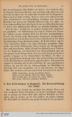 II. Der Hellenismus in Pompeji. Die Herausbildung der Stadt