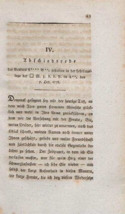 IV. Abschiedsrede