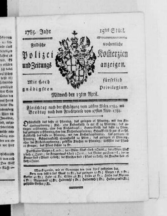 15tes Stück., Ausgabe vom 13. April 1785