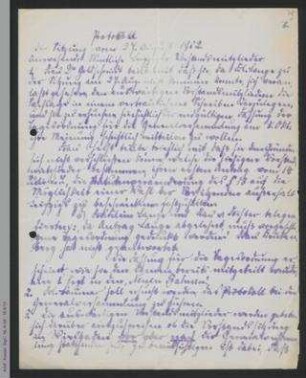 Protokoll Vorstandssitzung am 27.08.1902