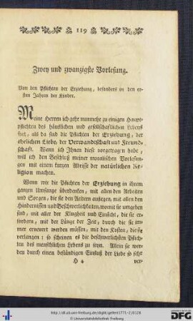 Zwey und zwanzigste Vorlesung.