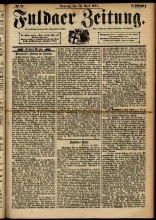 Erste Ausgabe vom Sonntag, den 12. April 1891.
