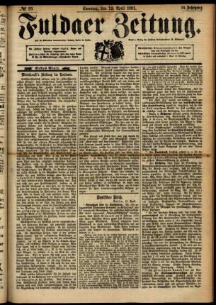 Erste Ausgabe vom Sonntag, den 12. April 1891.