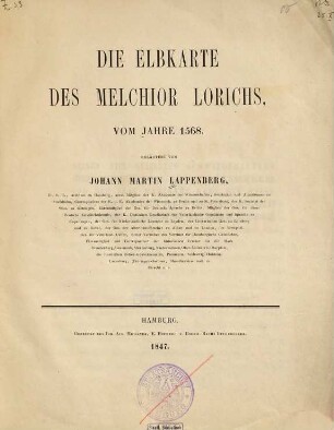 Die Elbkarte des Melchior Lorichs vom Jahre 1568