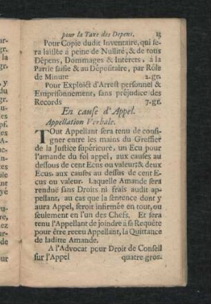 En cause d'Appel. Appellation Verbale