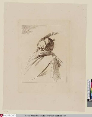[Homme coiffé dun bonnet orné de deux aigrettes; Mann, einen Gut mit zwei Federn tragend]