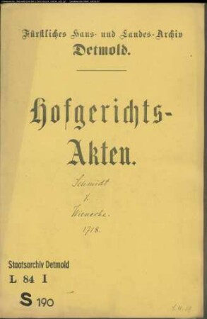 Schmidt, Bernd, Stallknecht gegen Johann Wienecke im Diestelbruch - Schuldforderung