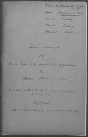 Hausen/Würm: Pfarrbericht 1930