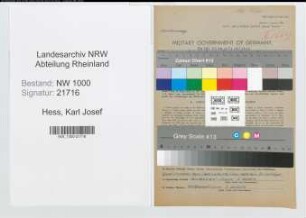 Entnazifizierung Karl Josef Hess, geb. 13.09.1905 (Werkfuehrer)