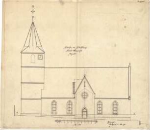 Dolmetsch, Heinrich; Kirchberg / Murr; Ev. Pfarrkirche, Restaurierung - Nordseite (Ansicht)