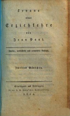 Levana, oder Erziehlehre, 2