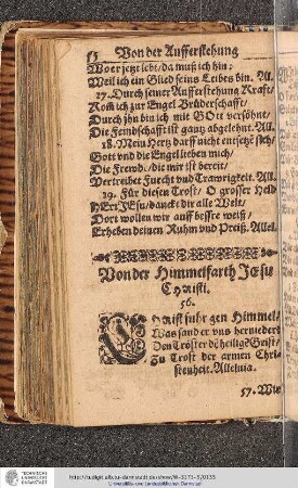 Von der Himmelfarth Jesu Christi