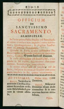 90-115, Officium de sanctissimo sacramento