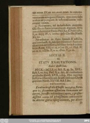 Sectio II. De Statu Exaltationis.