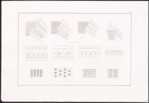 Durchbrochenes Mauerwerk und Gitter: Ansichten Details (aus: Architektonische Entwürfe aus der Sammlung des Architektenvereins zu Berlin, H.3, 1838)