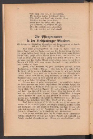 Die Pflanzennamen in der Reichenberger Mundart