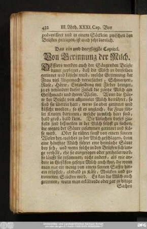 Das ein und dreyßigste Capitel. Von Gerinnung der Milch.