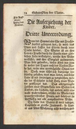 Die Auferziehung der Kinder. Dritte Unterredung