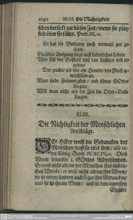 XLIII. Die Nichtigkeit der Menschlichen Anschläge