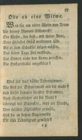 Ode an eine Witwe.