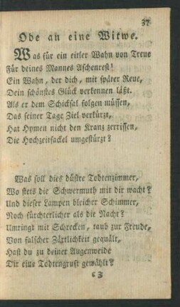 Ode an eine Witwe.