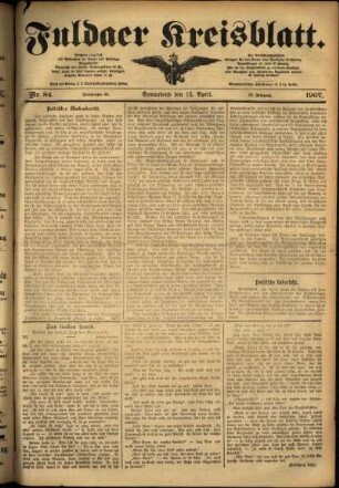 Ausgabe vom Samstag, den 13. April 1907.