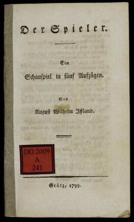 Der Spieler : Ein Schauspiel in fünf Aufzügen