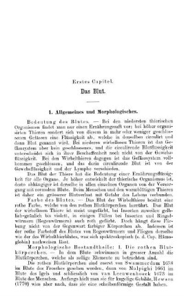 Erstes Capitel. Das Blut.