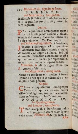 274-286, Dominica IV, in Quadragefirma