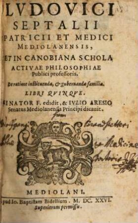 De ratione instituendae et gubernandae familiae libri quinque