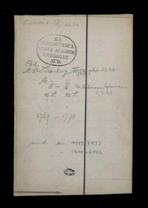 Sudelbuch A 4 (Ansetzungssachtitel von Bearbeiter/in), Göttingen, 1769 - 1770