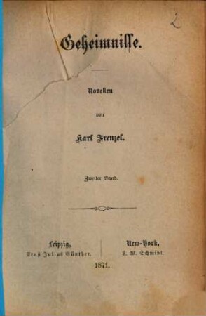 Geheimnisse : Novellen, 2