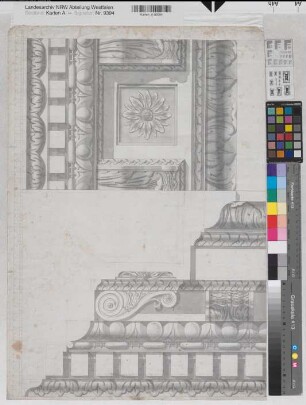 Velen (Velen) Schloß Stuckdekor Ende 18.Jh. 1 : 1 65 x 45 Zeichnung Landsberg-Velen Nr. 626
