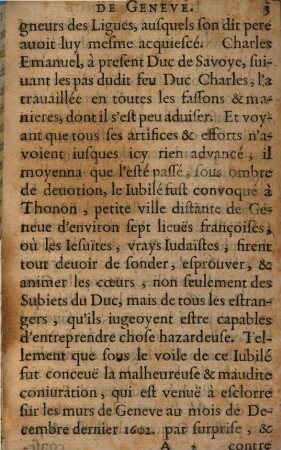 Histoire De La Miracvlevse Delivrance Envoyée De Diev à la Ville De Genève ...