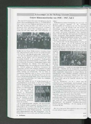 Erinnerungen aus der Siedlungs-Schulzeit Unsere Klassen(zeit)reise von 1938 - 1947, Teil 2