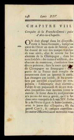 Chaptire VIII. Conqûete de la Franche-Comté: paix d'Aix-la-Chapelle