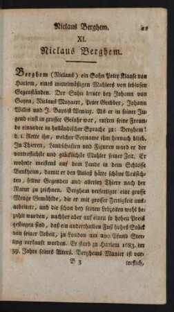 XI. Niclaus Berghem