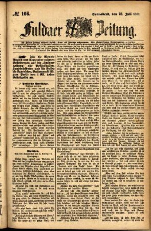 Ausgabe vom Samstag, den 23. Juli 1881.
