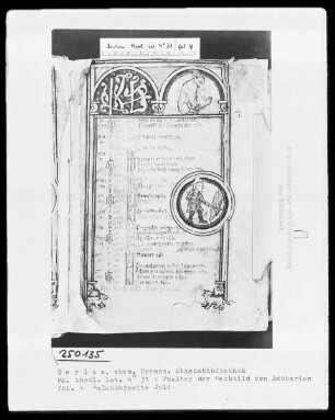 Psalter der Mechthild von Anhalt — Kalenderseite Juli, Folio 4recto