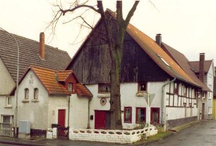 Am Heidenbach 14, Aussenansicht, Fachwerk. Detmold. Heidenoldendorf. Papierabzug