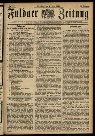 Ausgabe vom Samstag, den 04. Juni 1892.