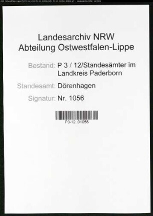 Sterberegister Standesamt Dörenhagen