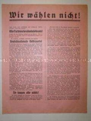 Propagandaflugblatt der Nationalsozialistischen Freiheitsbewegung zur Reichstagswahl 1924