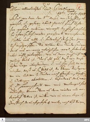 Brief von August Hermann Francke an Anna Magdalena Francke.